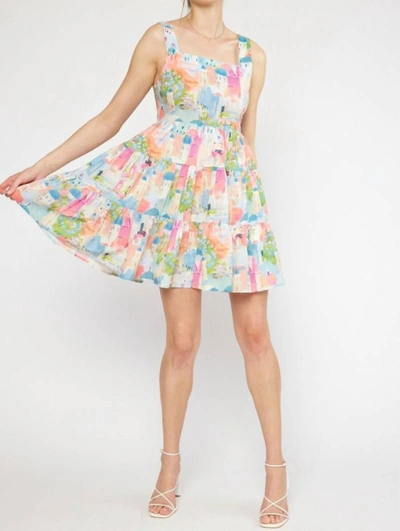 Entro Abstract Mini Dress In Multi In Pink