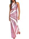 B DARLIN JUNIORS WOMENS SEQUINED HALTER EVENING DRESS