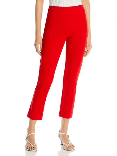 Aqua Womens Straight Pull On Cropped Pants In Red