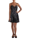 Crystal Doll Juniors Womens Criss Cross Back Mini Cocktail And Party Dress In Blue