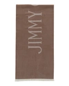 Jimmy Choo Wool Logo Scarf In Brown