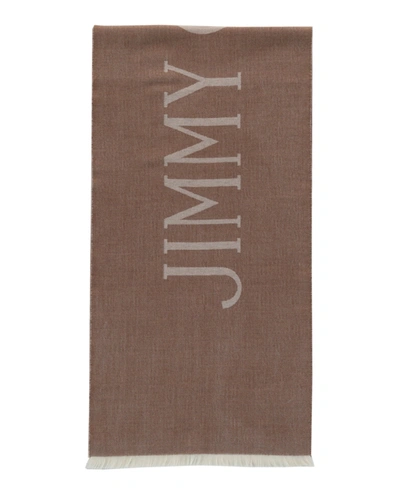 Jimmy Choo Wool Logo Scarf In Brown