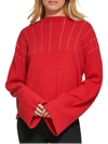 DKNY WOMENS EMBELLISHED COTTON PULLOVER SWEATER