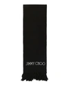 Jimmy Choo Wool Logo Printed Scarf In Black
