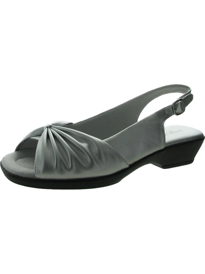 Easy Street Fantasia Womens Faux Leather Comfort Slingback Sandals In Silver