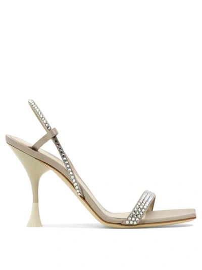 3juin Crystal-embellished Single-strap Sandals In Beige,silver
