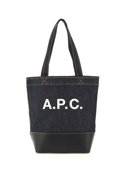 Apc A.p.c. Axel Small Denim Tote Bag In Blue