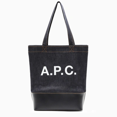 Apc A.p.c. Axelle Tote Bag In Denim And Leather In Blue