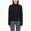 APC A.P.C. NAVY TURTLENECK SWEATER IN WOOL