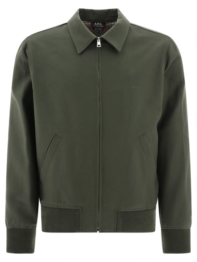 Apc Sutherland Casual Jacket In Green Cotton