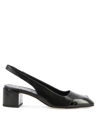 Aeyde Ingrid Patent And Textured-leather Slingback Pumps In Black