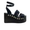 Alaïa 85mm Wooden-heel Wedge Sandals With Vienne Leather Straps And Studs
