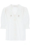ALESSANDRA RICH ALESSANDRA RICH SHORT SLEEVED SHIRT WITH EMBROIDERED COLLAR
