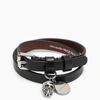 ALEXANDER MCQUEEN ALEXANDER MC QUEEN BLACK LEATHER SKULL BRACELET