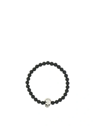 Alexander Mcqueen Alexander Mc Queen Skull Beaded Bracelet In Black