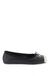 ALEXANDER MCQUEEN ALEXANDER MCQUEEN NAPPA LEATHER BALLET FLATS WITH METALLIC TOE