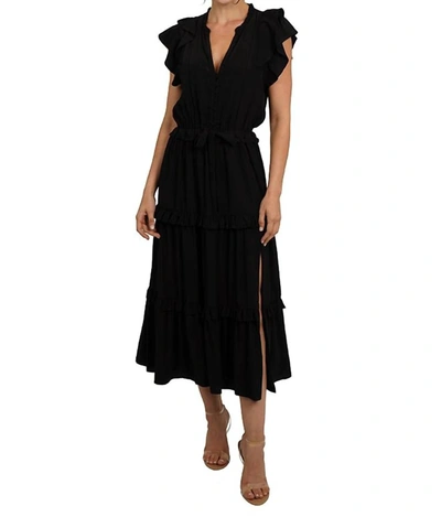 Love Token Tiered Midi Dress In Black