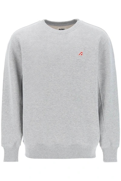 Autry Crew-neck Sweatshirt With Logo Patch In Grey