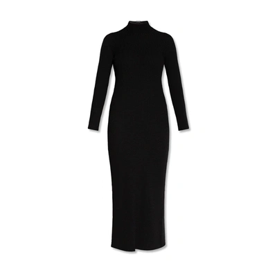 Balenciaga Ribbed Wool-blend Turtleneck Midi Dress In Black