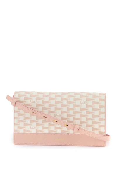 Bally Pennant Monogram Leather Wallet Bag In Pink