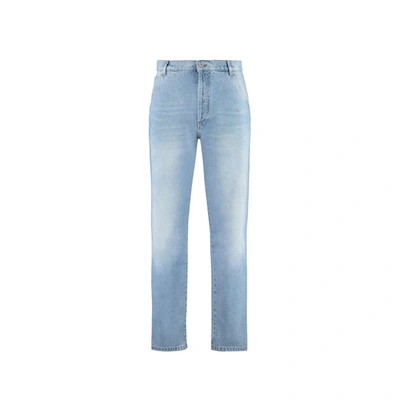 Balmain Cropped Straight Jeans In Blue