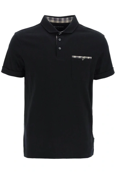Barbour Corpatch Cotton Polo Shirt In Black