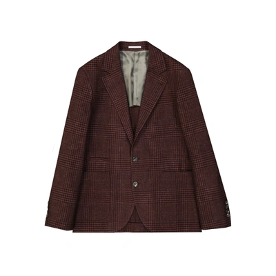 Brunello Cucinelli Tartan Wool Jacket In Brown