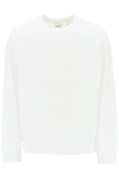 Burberry 'rayner' Crew-neck Sweatshirt With Equestrian Knight In White