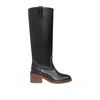 Chloé Leather Evening Under The Knee Boots With Visible Stitchings