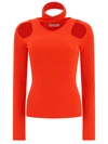 Coperni Red Top With Unique Cut-out Design And Ribbed Texture