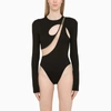David Koma Cutout Tulle-trimmed Stretch-jersey Bodysuit