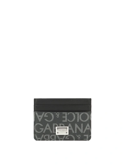 Dolce & Gabbana "dauphine Jacquard" Card Holder In Black
