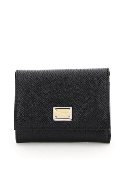 Dolce & Gabbana Leather Flap Wallet In Black