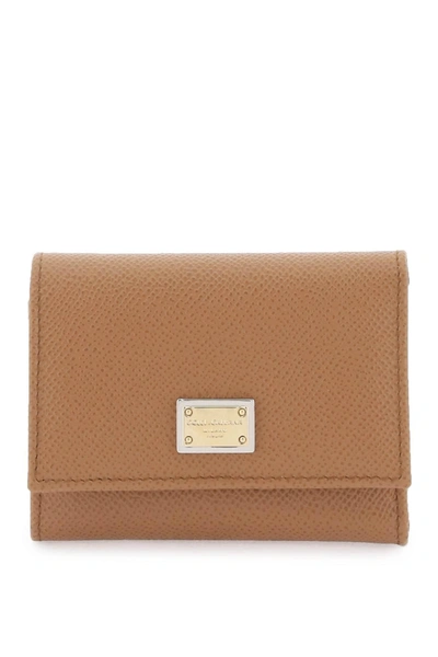 Dolce & Gabbana Dauphine French-flap Leather Wallet In Brown