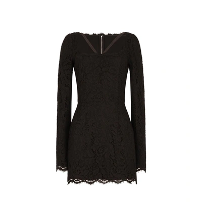 Dolce & Gabbana Lace Mini Dress In Black