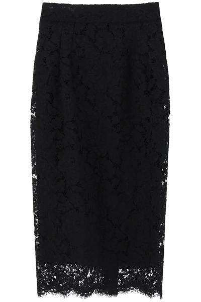 Dolce & Gabbana Lace Midi Skirt In Black