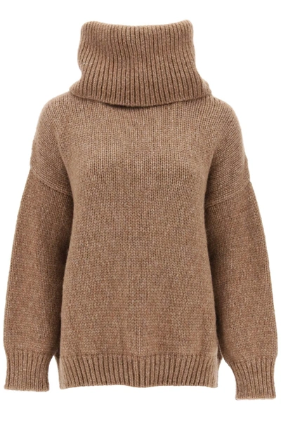 Dolce & Gabbana Oversized Llama Sweater In Brown