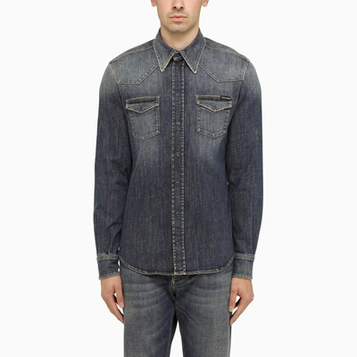 DOLCE & GABBANA DOLCE&GABBANA BLUE SLIM DENIM SHIRT