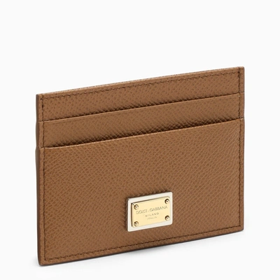 Dolce & Gabbana Leather Card Holder In Brown