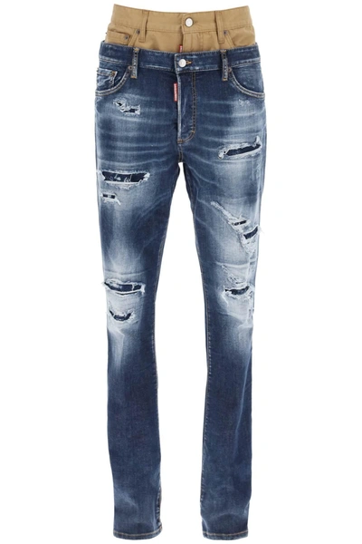 DSQUARED2 DSQUARED2 MEDIUM RIPPED WASH SKINNY TWIN PACK JEANS
