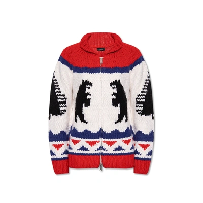 DSQUARED2 DSQUARED2 PRINTED WOOL CARDIGAN