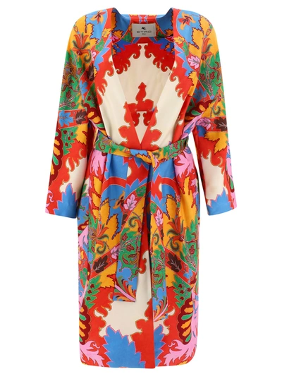 Etro "archive Paisley" Printed Kimono In Red