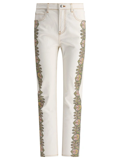 Etro Jeans With Side Prints In White