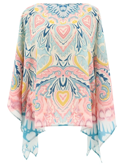 Etro Paisley Sunburst-print Poncho Top In Multicolor