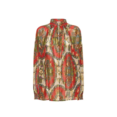 Etro Silk Printed Shirt Women In Orange