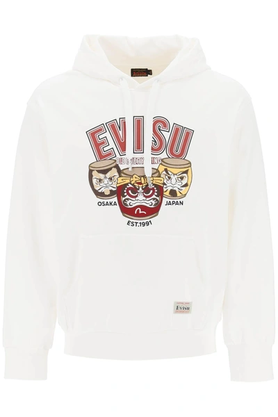 Evisu Hoodie With Embroidery And Print In White