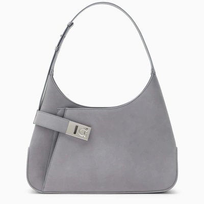 Ferragamo Grey Leather Shoulder Bag In Gray