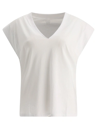 Frame Le Mid Rise V T Shirt In White