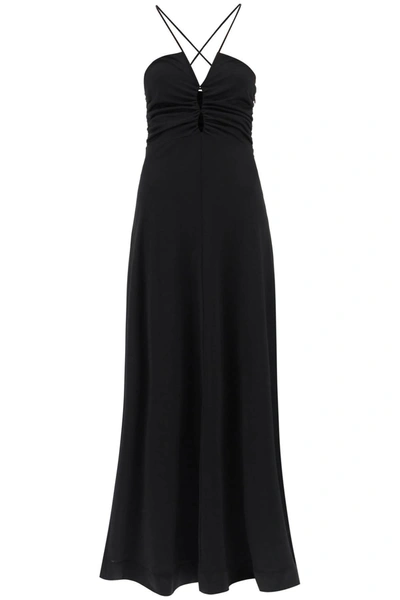 Ganni Crepe Jersey Maxi Dress In Black