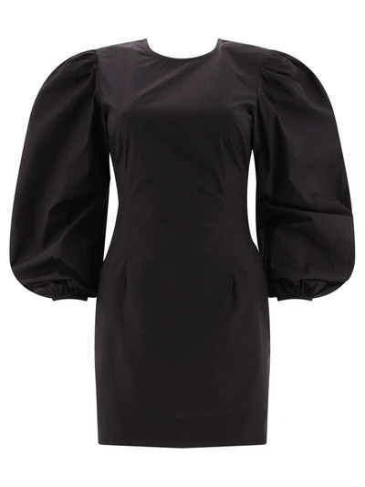Ganni Jacquard Organza Mini-dress In Black